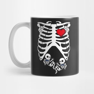 Spooky Skeleton Costume Pregnant Mommy of Twin Boys Mug